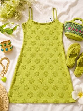 pacsun green floral dress PacSun Green Floral Milkmaid Dress
